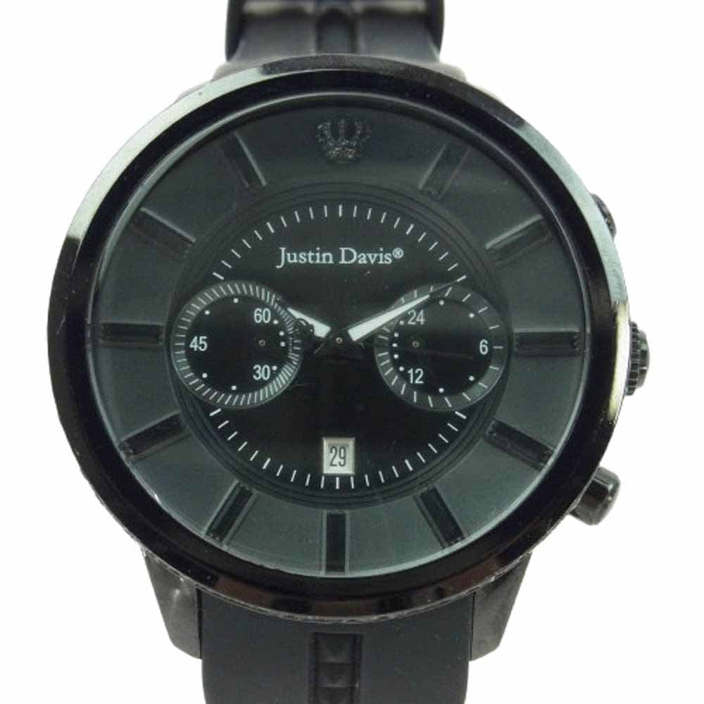 Justin Davis ジャスティンデイビス KIYOHARU 清春 コラボ クロノグラフ ウォッチ 時計 ブラック系【中古】