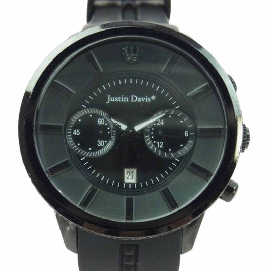 Justin Davis ジャスティンデイビス KIYOHARU 清春 コラボ クロノグラフ ウォッチ 時計 ブラック系【中古】