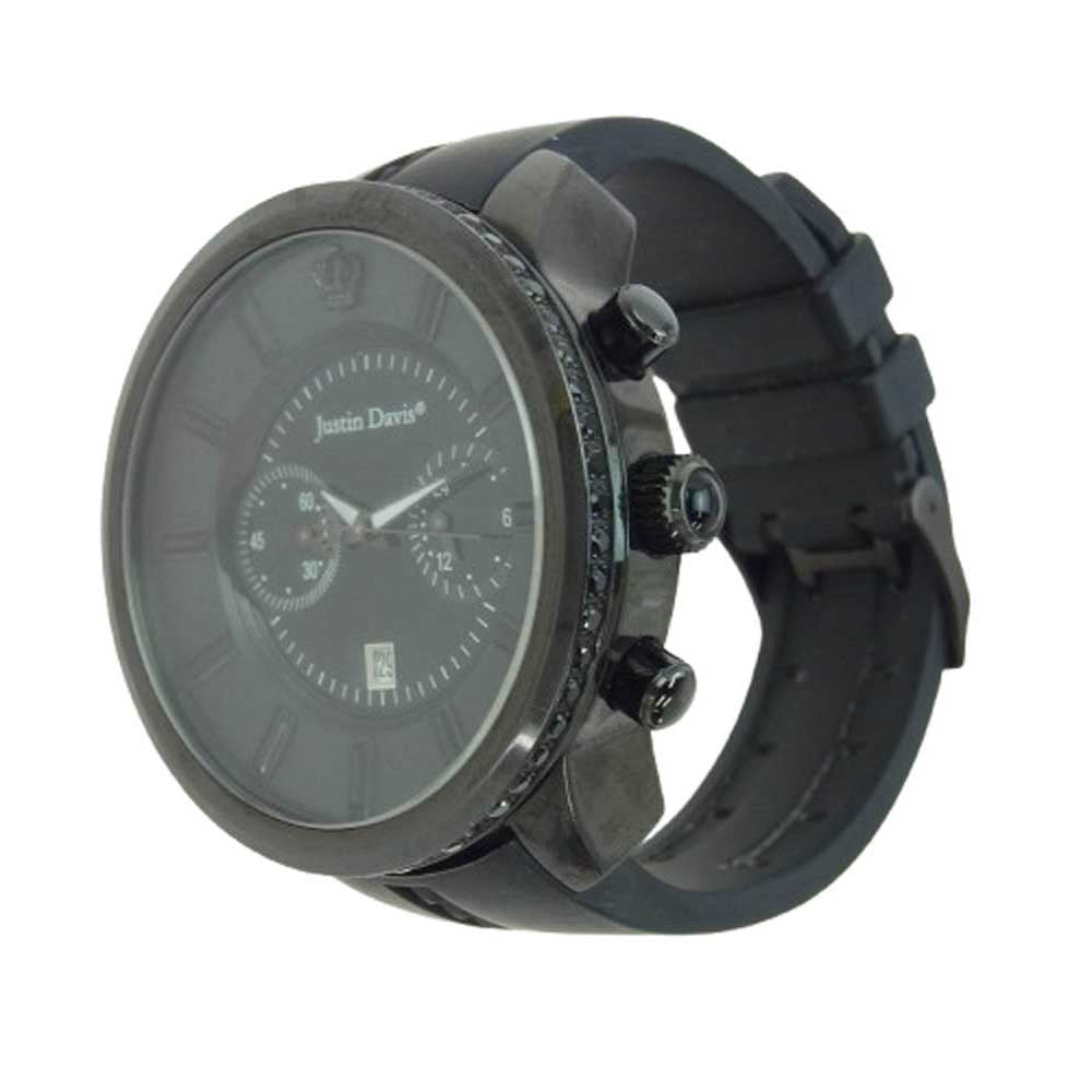 Justin Davis ジャスティンデイビス KIYOHARU 清春 コラボ クロノグラフ ウォッチ 時計 ブラック系【中古】