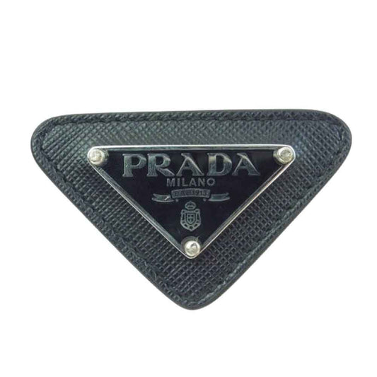 PRADA プラダ サフィアーノ レザー ブローチ ブラック系【中古】