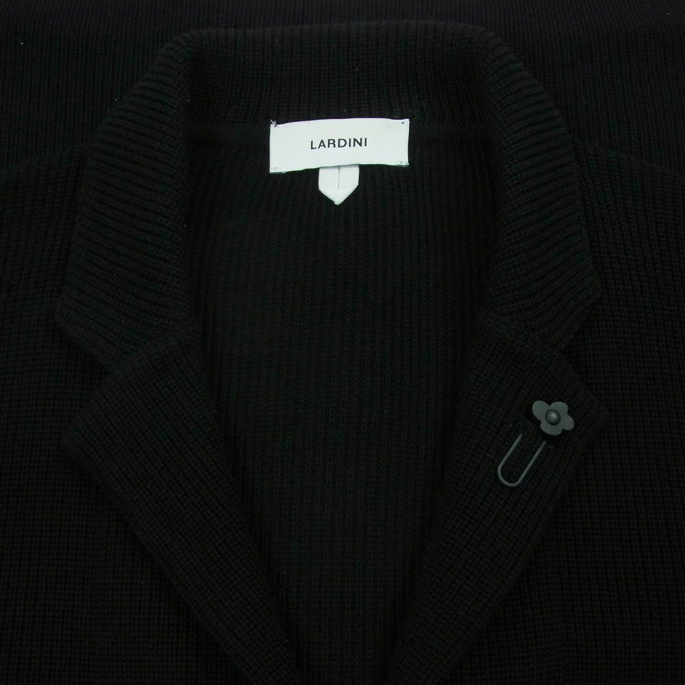 LARDINI ラルディーニ 24AW KN.1803 新型ブートニエール付き ウール ニット ジャケット イタリア製 ブラック系 L【中古】