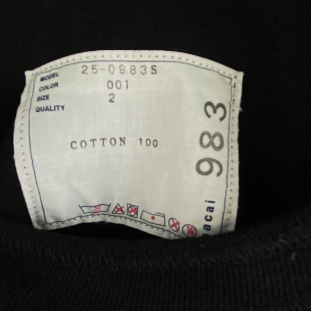 Sacai サカイ 25SS 25-0983S Print T-Shirt プリント 半袖 Tシャツ ブラック系 2【美品】【中古】