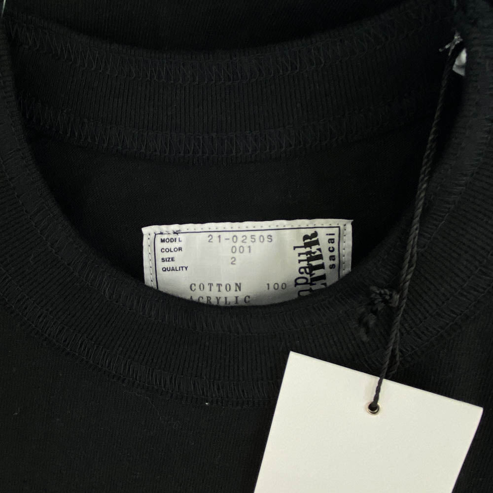 Sacai サカイ 21AW 21-0250S Jean Paul Gaultier ジャン ポール ゴルチエ Enfants Terribles Emblem T-Shirt エンブレムパッチ 半袖 Tシャツ ブラック系 2【極上美品】【中古】