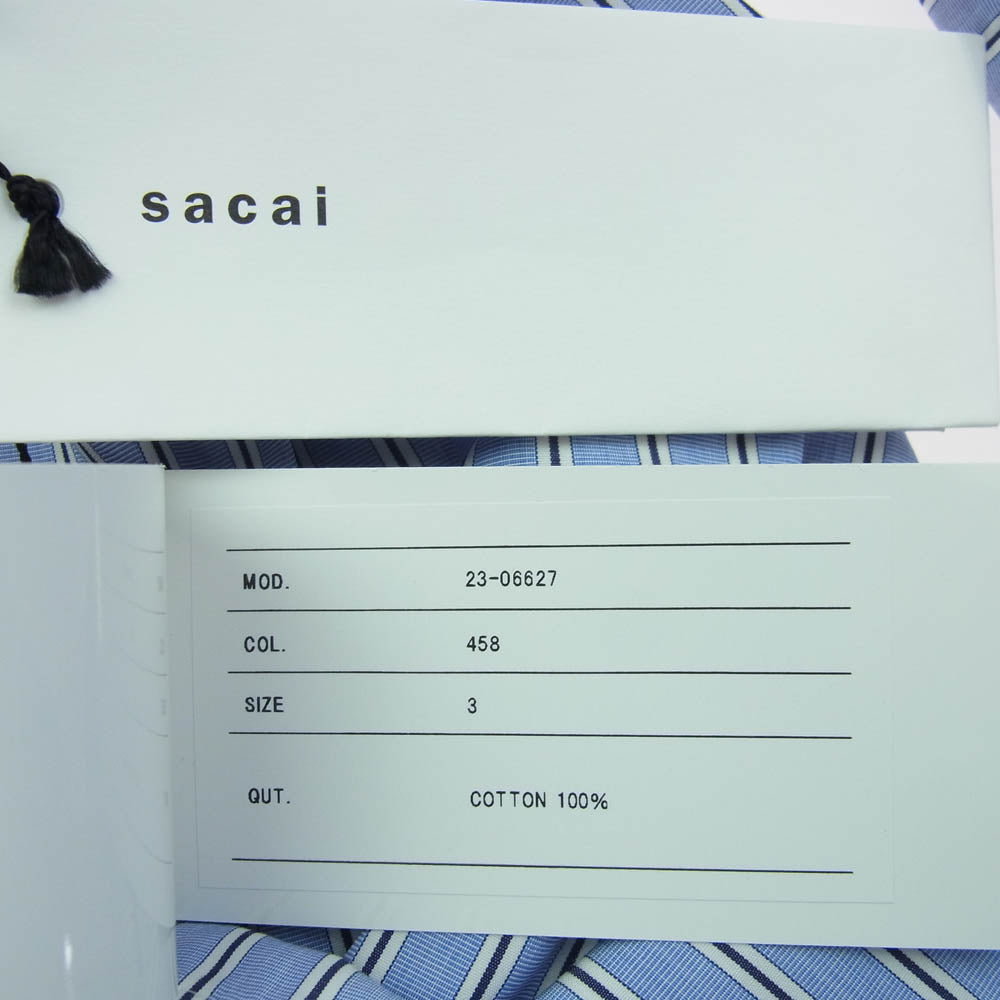 Sacai サカイ 23-06627 Thomas Mason Cotton Poplin Dress ストライプ 長袖 シャツ ブルー系 3【極上美品】【中古】
