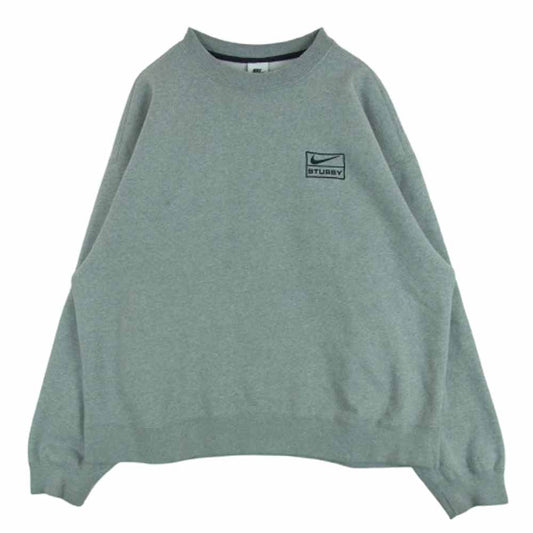 NIKE ナイキ DO9337-063 STUSSY ステューシー FLEECE CREW GREY ロゴ刺繍 フリース クルーネック スウェット トレーナー グレー系 L【中古】