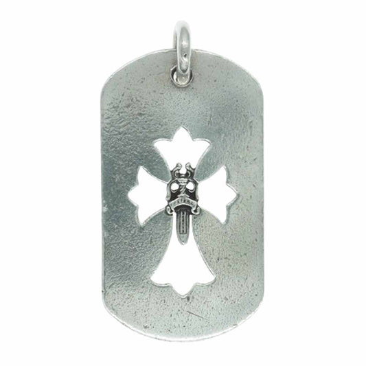CHROME HEARTS クロムハーツ（原本無） D TAG LRG CROSS DAGG カットアウト クロス ダガー ラージ ドッグタグ  ペンダント トップ シルバー系【中古】