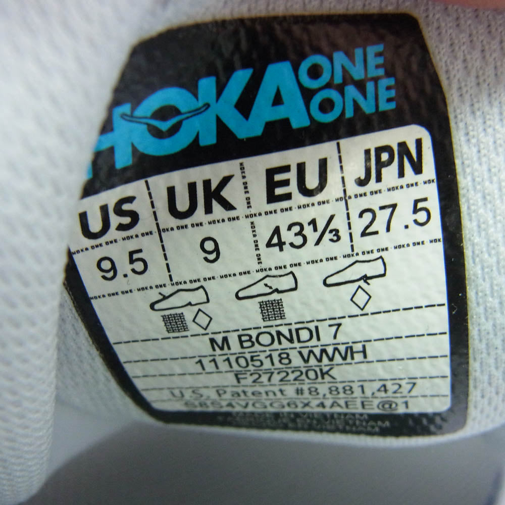 HOKA ONE ONE ホカ オネオネ 1110518 WWH M BONDI 7 ボンダイ7 ホワイト系 27.5cm【中古】