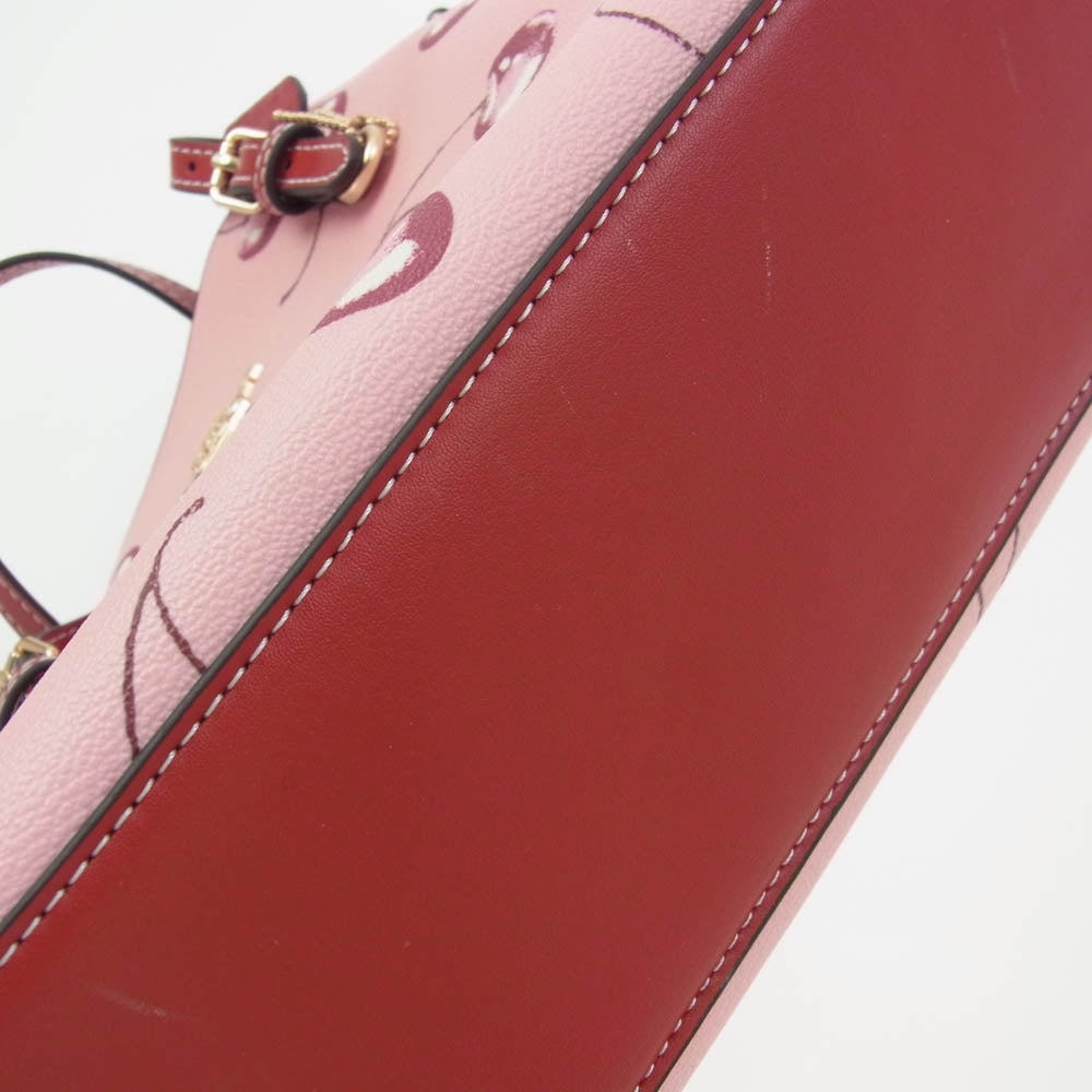 COACH コーチ CR293 モリー トート 25・チェリー プリント バッグ ピンク系【美品】【中古】