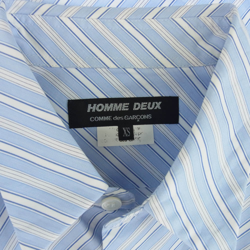 COMME des GARCONS HOMME DEUX コムデギャルソンオムドゥ 20AW DF-B027 ストライプ 長袖 シャツ ブルー系 XS【中古】