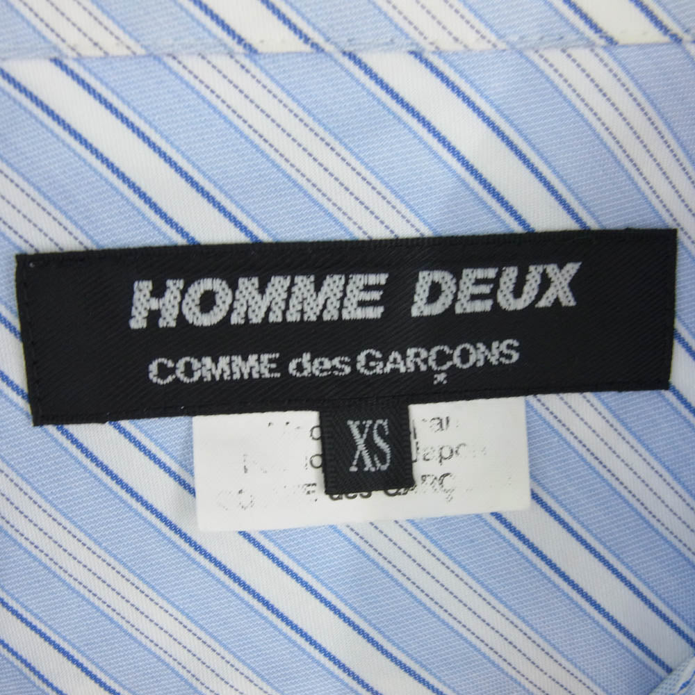 COMME des GARCONS HOMME DEUX コムデギャルソンオムドゥ 20AW DF-B027 ストライプ 長袖 シャツ ブルー系 XS【中古】