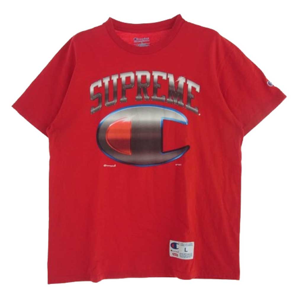 Supreme シュプリーム 19SS Champion Chrome T Shirt チャンピオン プリント 半袖 Tシャツ レッド系 L【中古】