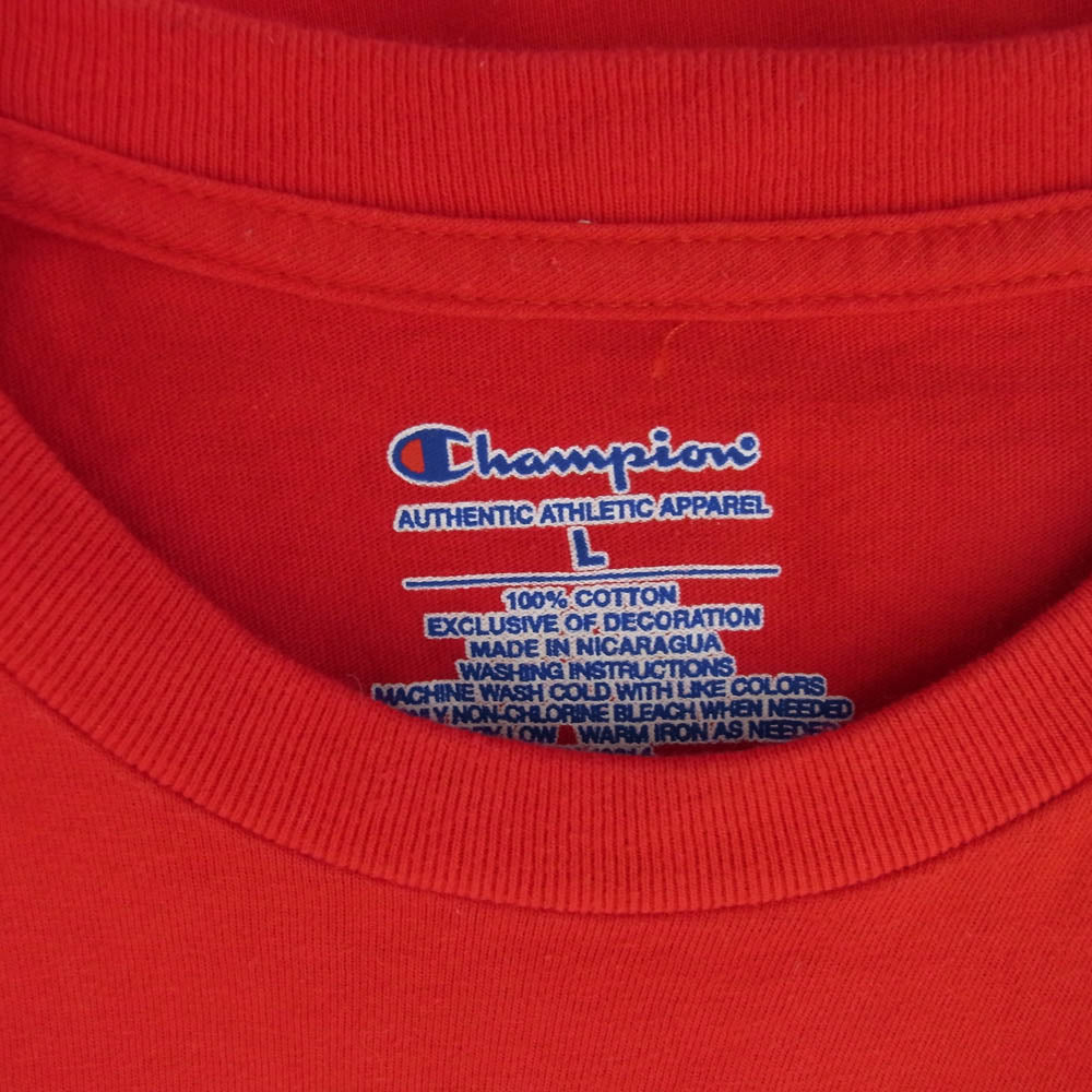 Supreme シュプリーム 19SS Champion Chrome T Shirt チャンピオン プリント 半袖 Tシャツ レッド系 L【中古】