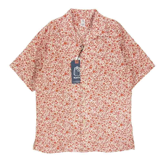 KATO カトー KS2313051 小花柄 オープンカラー 半袖 シャツ レッド系 S【新古品】【未使用】【中古】