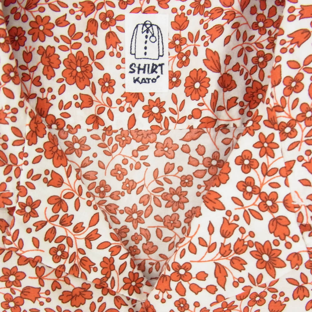 KATO カトー KS2313051 小花柄 オープンカラー 半袖 シャツ レッド系 S【新古品】【未使用】【中古】