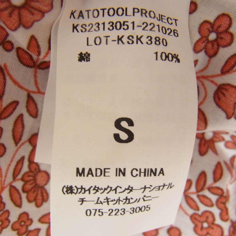 KATO カトー KS2313051 小花柄 オープンカラー 半袖 シャツ レッド系 S【新古品】【未使用】【中古】