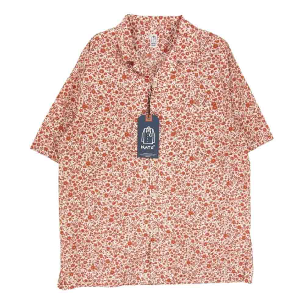 KATO カトー KS2313051 小花柄 オープンカラー 半袖 シャツ レッド系 M【新古品】【未使用】【中古】