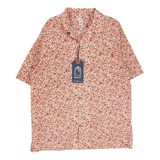 KATO カトー KS2313051 小花柄 オープンカラー 半袖 シャツ レッド系 M【新古品】【未使用】【中古】