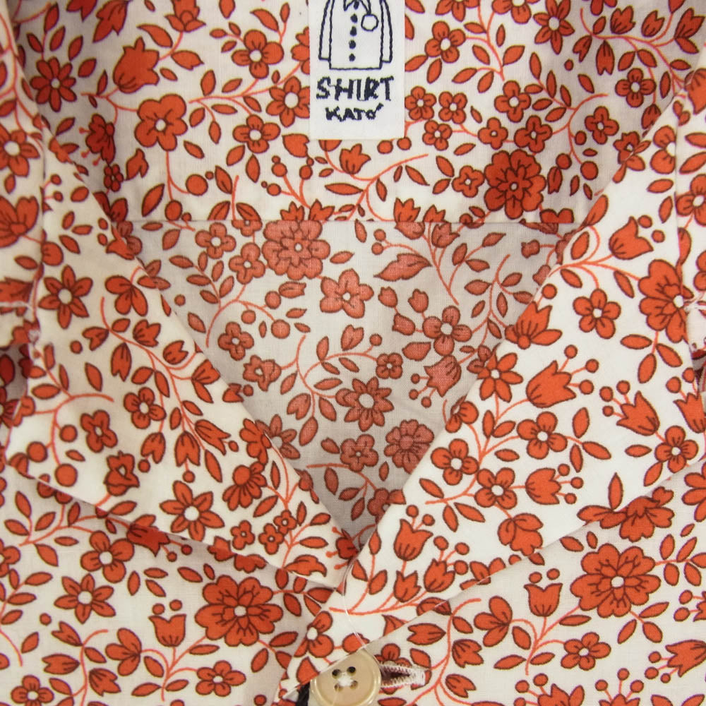 KATO カトー KS2313051 小花柄 オープンカラー 半袖 シャツ レッド系 M【新古品】【未使用】【中古】