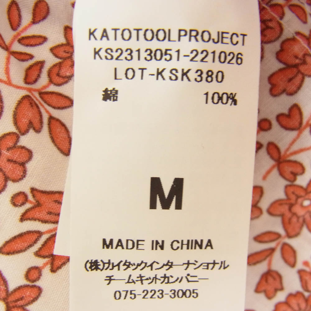 KATO カトー KS2313051 小花柄 オープンカラー 半袖 シャツ レッド系 M【新古品】【未使用】【中古】