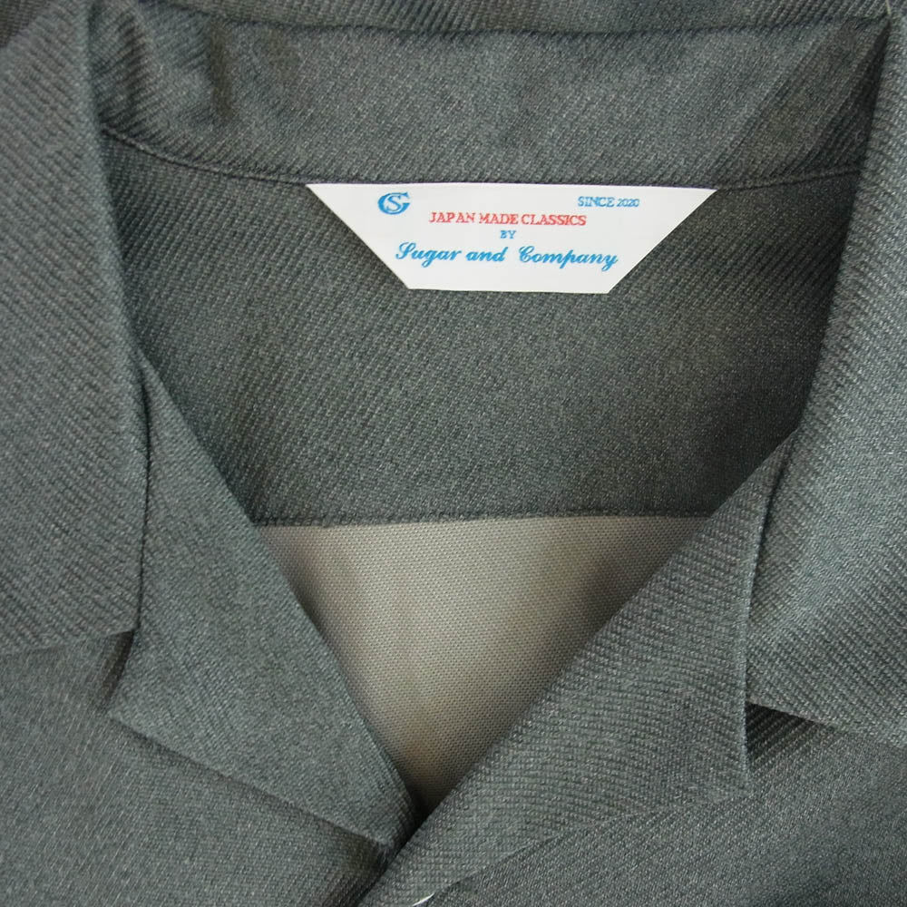 シュガーアンドコー SGR-SH15 beach resort shirt 半袖 オープンカラー シャツ グレー グレー系 M【新古品】【未使用】【中古】