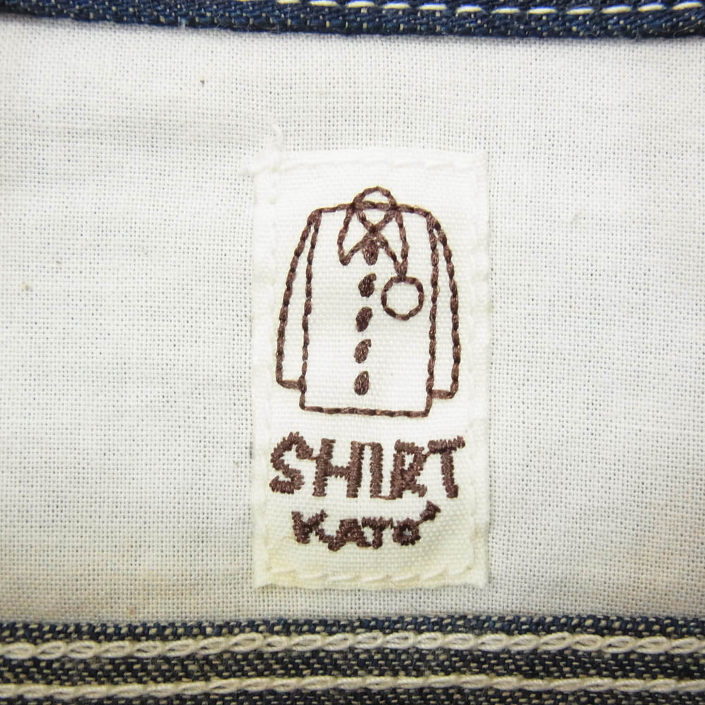 KATO カトー KS007 OW-001 デニム 長袖 シャツ インディゴブルー系 S【新古品】【未使用】【中古】