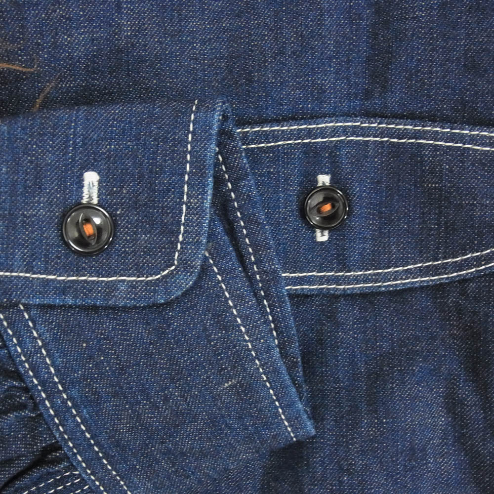 KATO カトー KS007 OW-001 デニム 長袖 シャツ インディゴブルー系 S【新古品】【未使用】【中古】