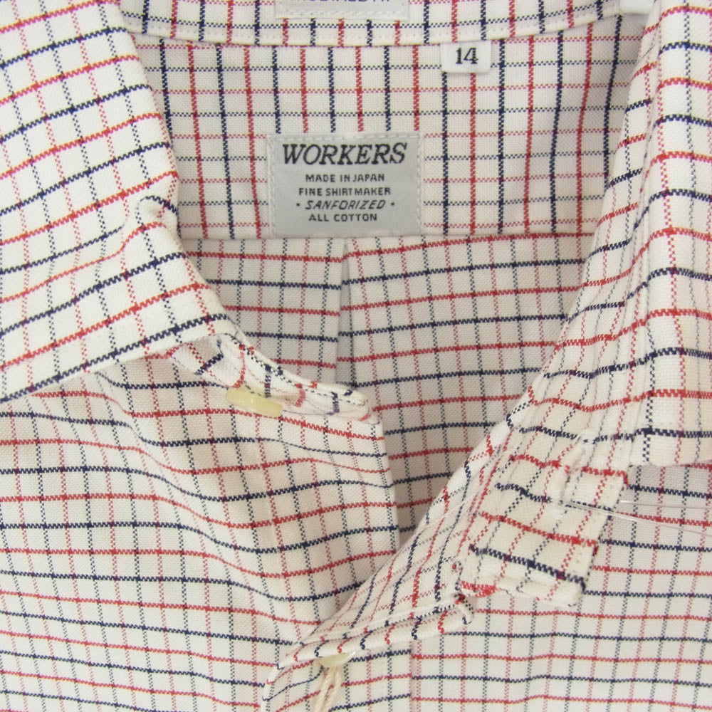 ワーカーズ Modified Wide Spread Shirt 長袖 チェック シャツ マルチカラー系 14【新古品】【未使用】【中古】