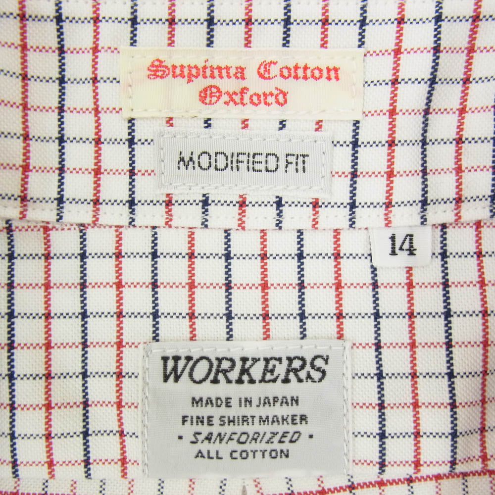 ワーカーズ Modified Wide Spread Shirt 長袖 チェック シャツ マルチカラー系 14【新古品】【未使用】【中古】