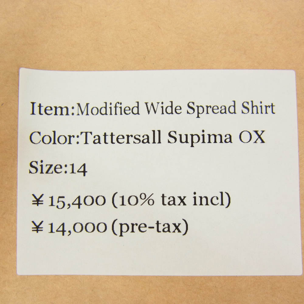 ワーカーズ Modified Wide Spread Shirt 長袖 チェック シャツ マルチカラー系 14【新古品】【未使用】【中古】