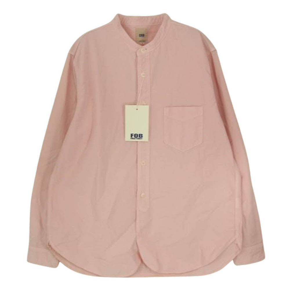 FOB ファクトリー F3464 DYED BAND COLLAR SHIRT ダイ バンドカラー シャツ ピンク系 LL【新古品】【未使用】【中古】