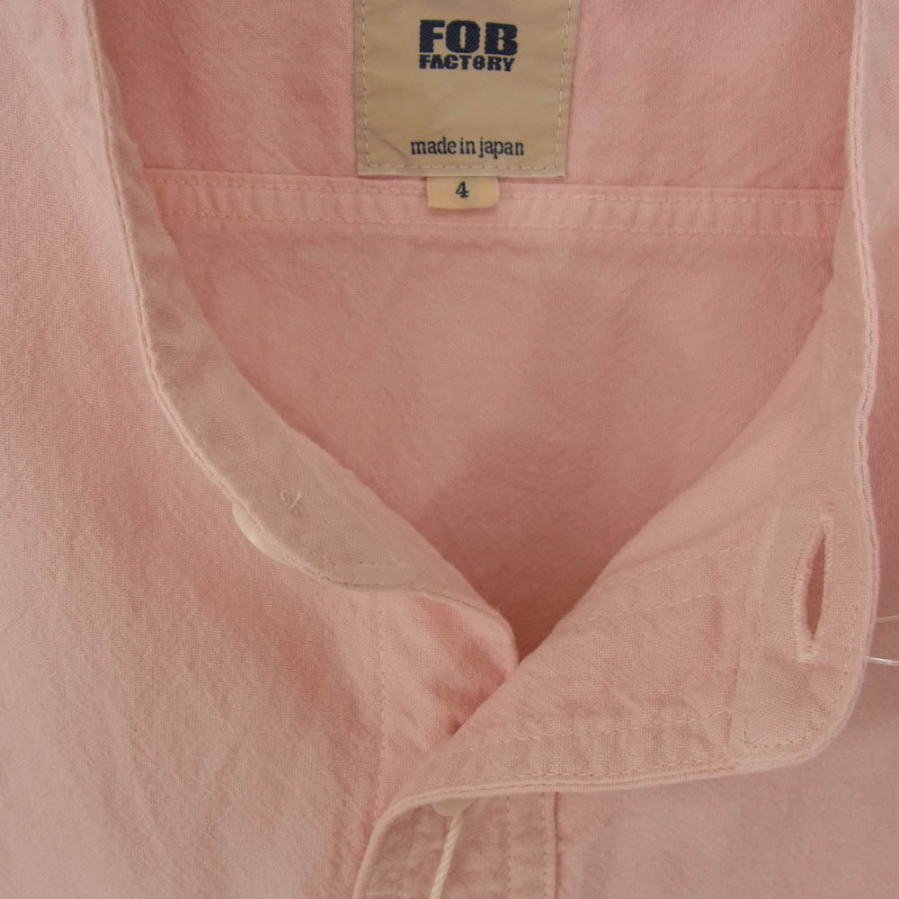 FOB ファクトリー F3464 DYED BAND COLLAR SHIRT ダイ バンドカラー シャツ ピンク系 LL【新古品】【未使用】【中古】