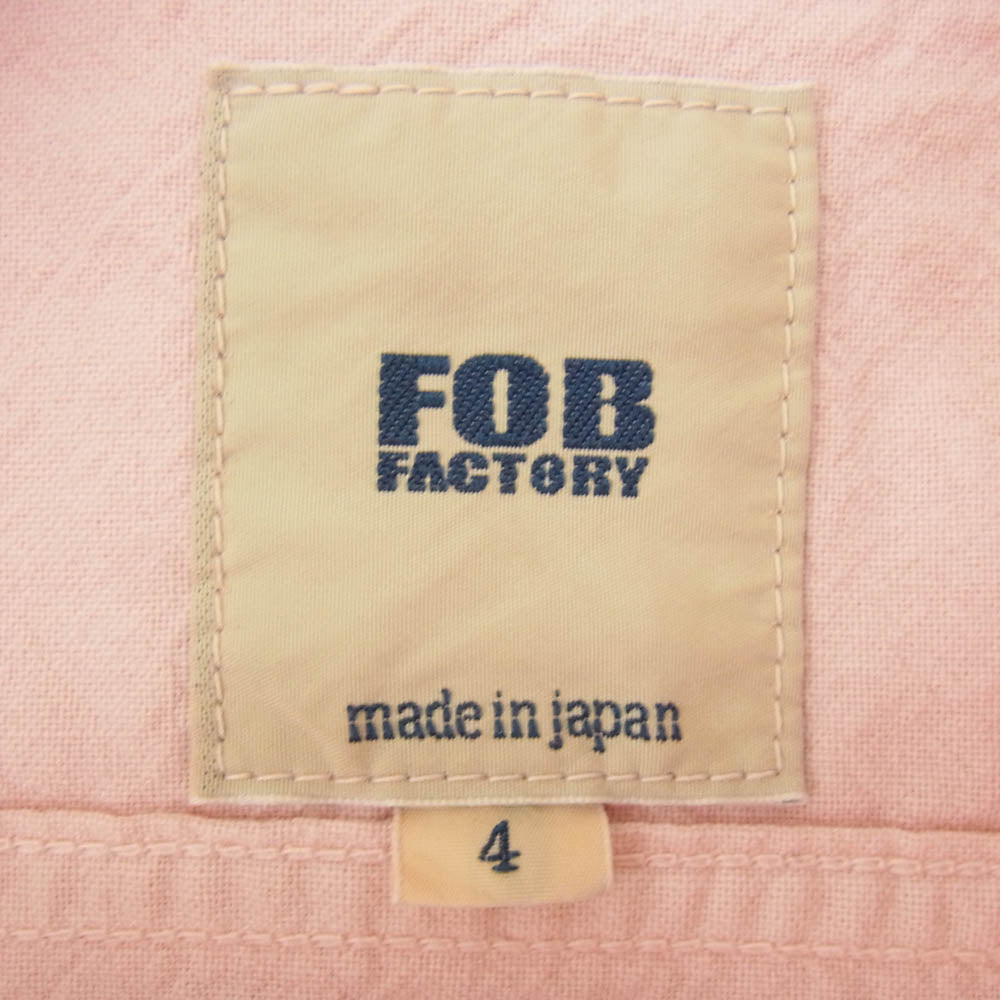 FOB ファクトリー F3464 DYED BAND COLLAR SHIRT ダイ バンドカラー シャツ ピンク系 LL【新古品】【未使用】【中古】