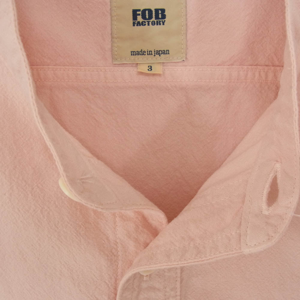 FOB ファクトリー F3464 DYED BAND COLLAR SHIRT ダイ バンドカラー シャツ ピンク系 L【極上美品】【中古】