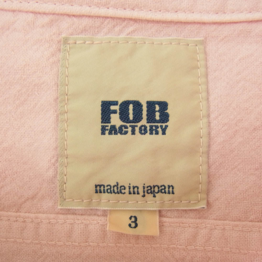 FOB ファクトリー F3464 DYED BAND COLLAR SHIRT ダイ バンドカラー シャツ ピンク系 L【極上美品】【中古】