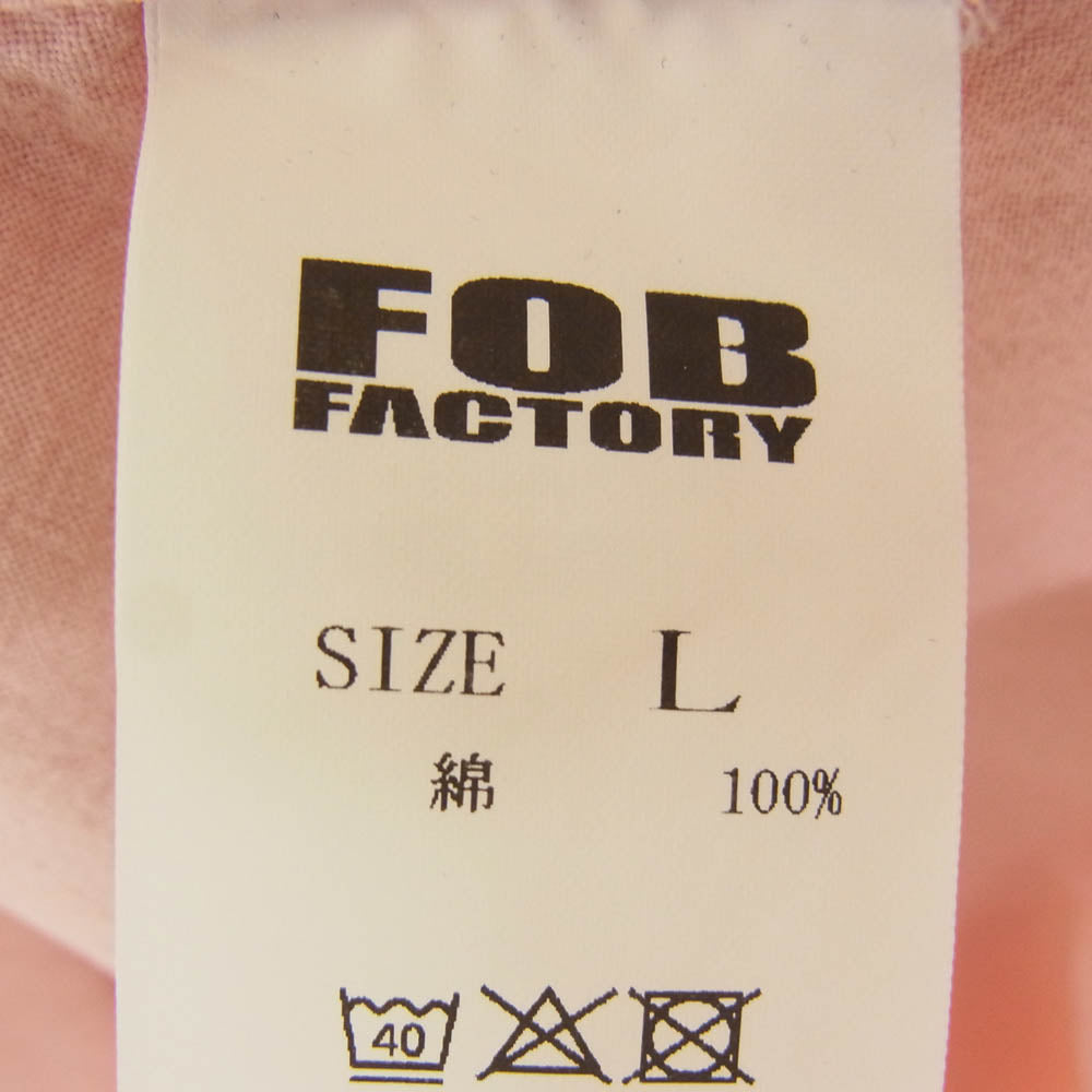 FOB ファクトリー F3464 DYED BAND COLLAR SHIRT ダイ バンドカラー シャツ ピンク系 L【極上美品】【中古】