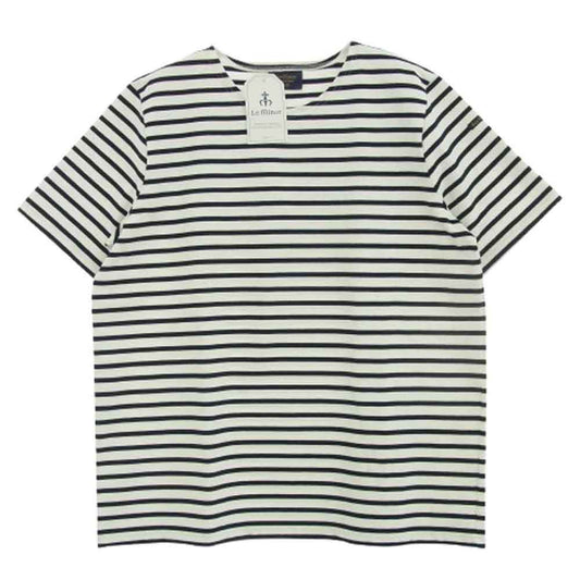 Le Minor ルミノア 61895Ｍ-1A2-T6 フランス製 ボーダー 半袖 バスクシャツ カットソー ホワイト系 6【新古品】【未使用】【中古】