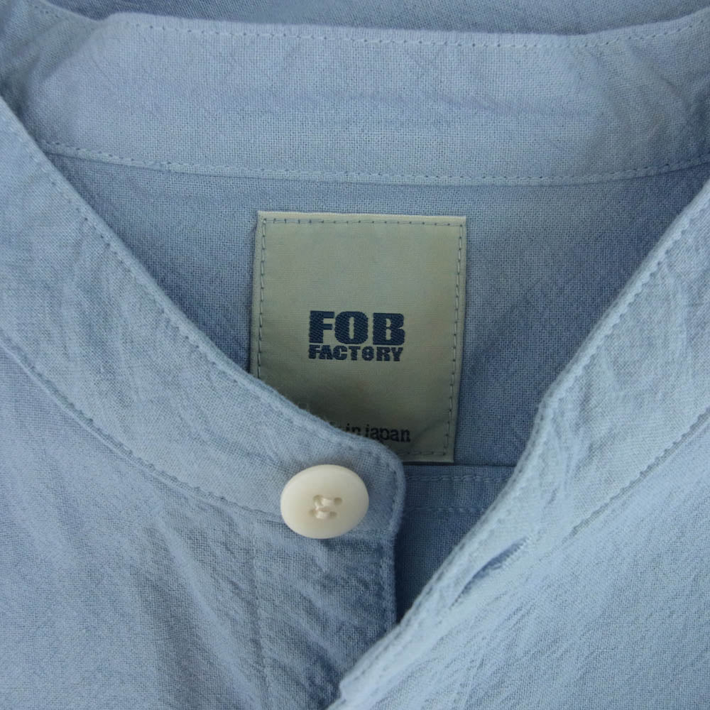 FOB ファクトリー F3464 DYED BAND COLLAR SHIRT ダイ バンドカラー シャツ ブルー ブルー系 M【新古品】【未使用】【中古】