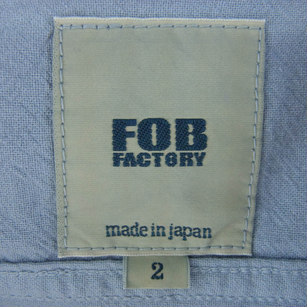 FOB ファクトリー F3464 DYED BAND COLLAR SHIRT ダイ バンドカラー シャツ ブルー ブルー系 M【新古品】【未使用】【中古】
