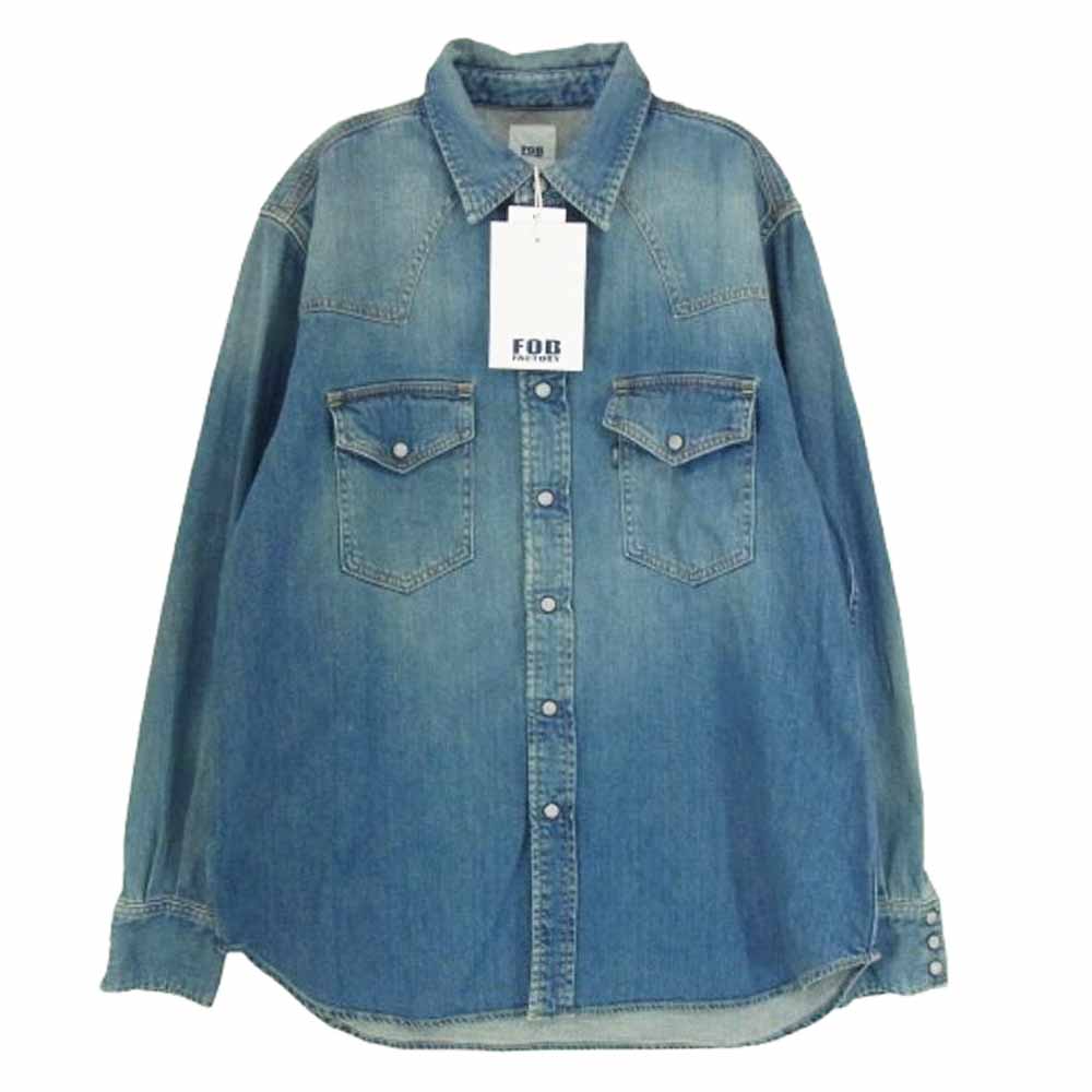 FOB ファクトリー F3506 DENIM WESTERN SHIRT デニム ウエスタン シャツ インディゴブルー系 M【新古品】【未使用】【中古】