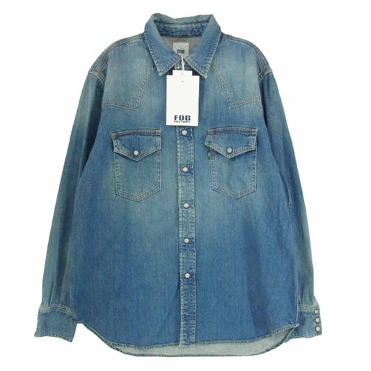 FOB ファクトリー F3506 DENIM WESTERN SHIRT デニム ウエスタン シャツ インディゴブルー系 M【新古品】【未使用】【中古】
