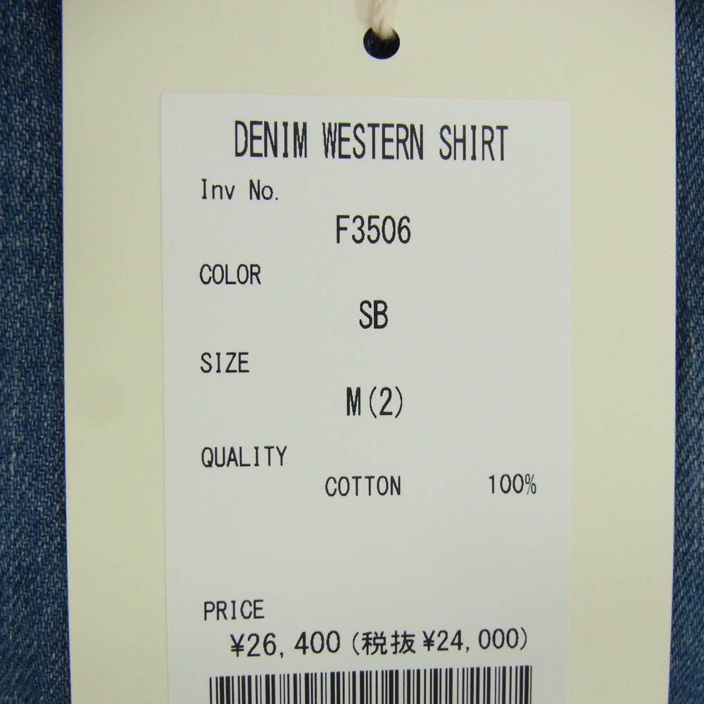 FOB ファクトリー F3506 DENIM WESTERN SHIRT デニム ウエスタン シャツ インディゴブルー系 M【新古品】【未使用】【中古】