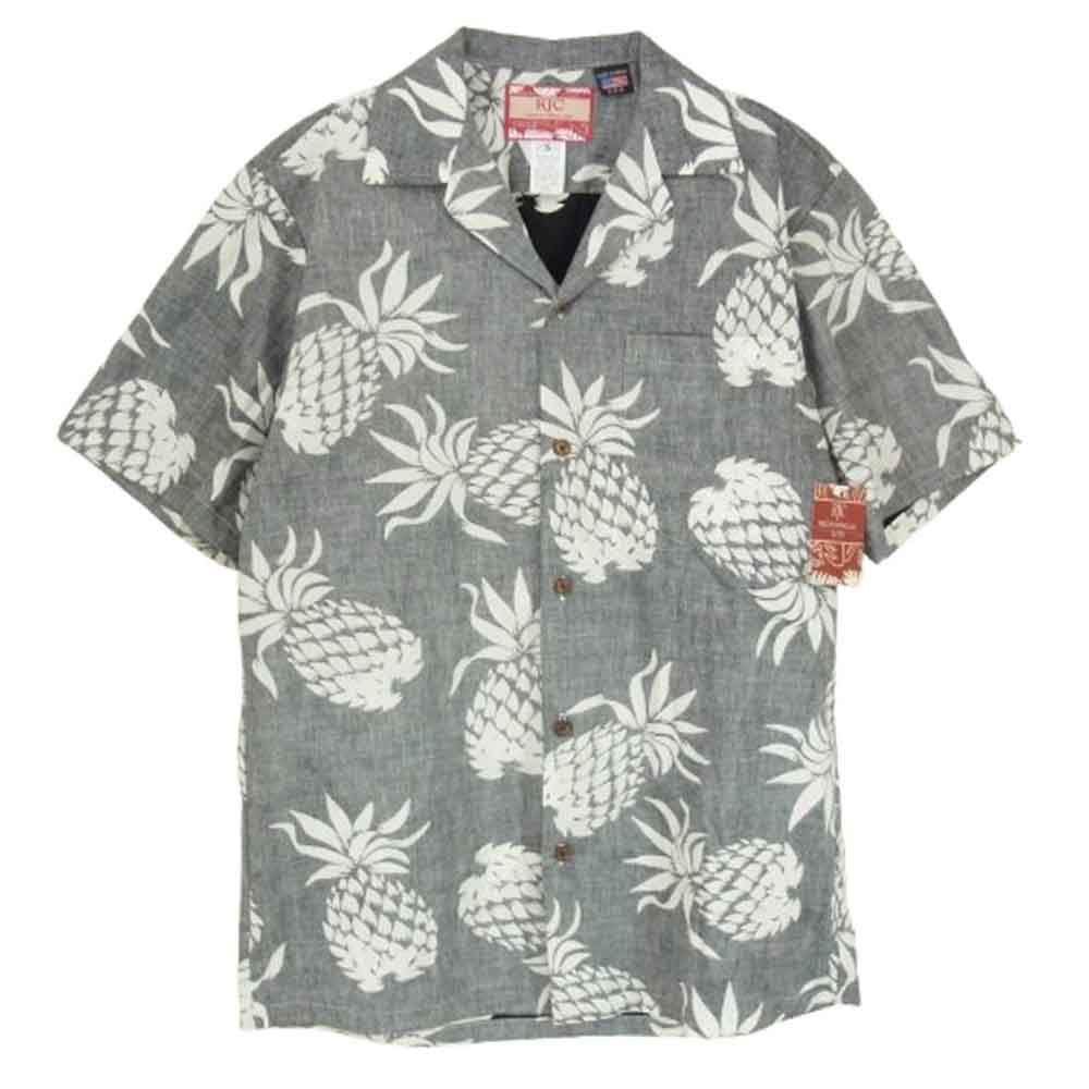ロバートJクランシー リミテッド パイナップル アロハ シャツ グレー ブラック系 S【新古品】【未使用】【中古】