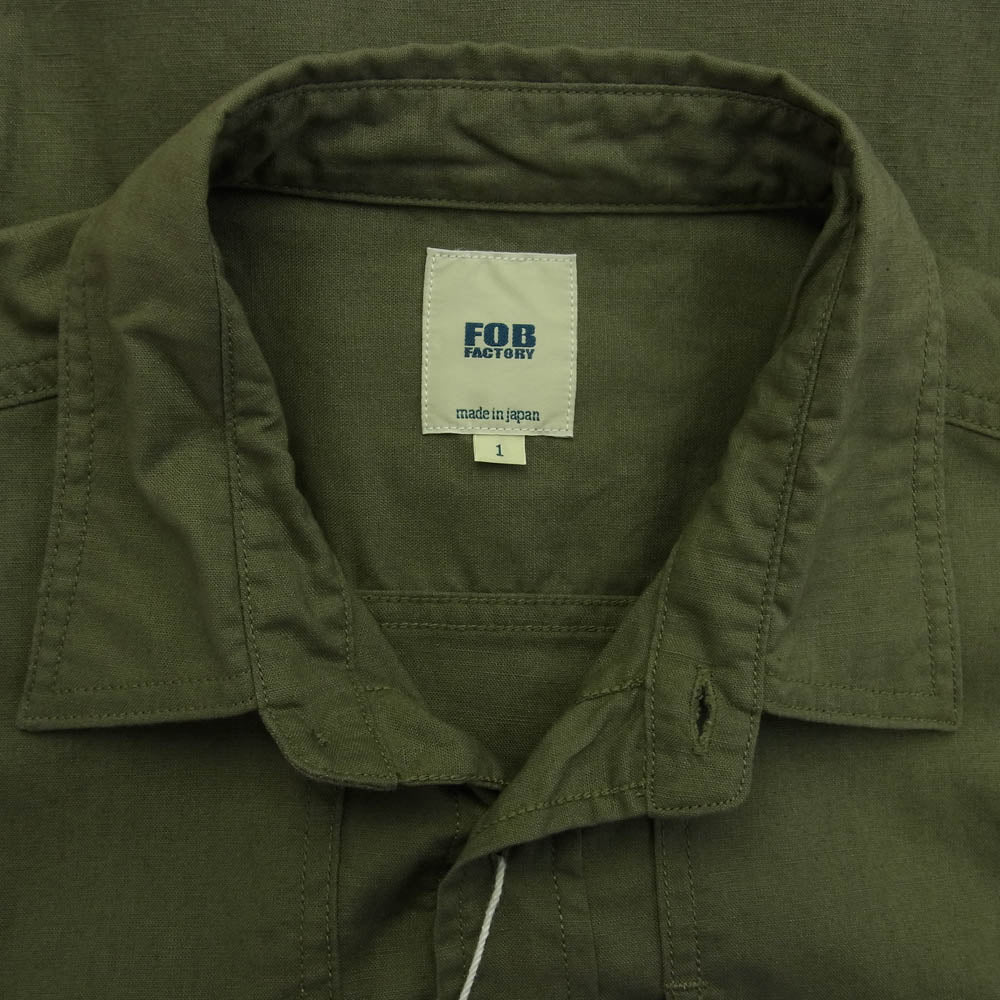 FOB ファクトリー F3498 L/S FIELD SHIRT フィールド ロングスリーブ シャツ カーキ系 S【新古品】【未使用】【中古】