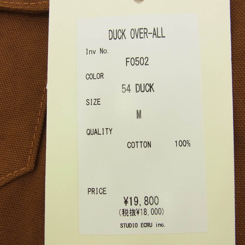 FOB ファクトリー F0502 DUCK OVER ALL ダック オーバーオール ブラウン系 M【新古品】【未使用】【中古】