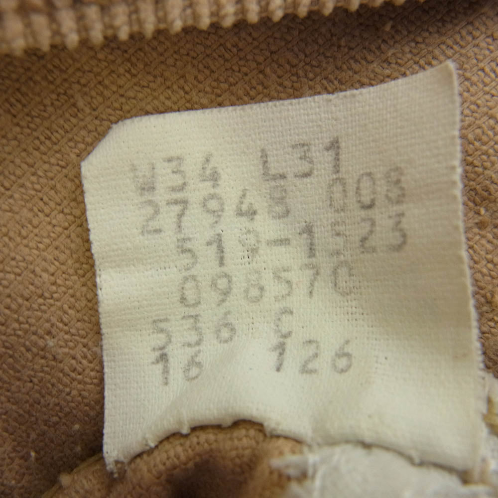 Levi's リーバイス 519-1523 80s 90s 519 コーデュロイ パンツ ベージュ系 W34【中古】