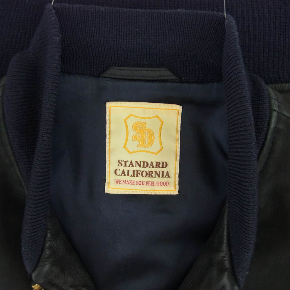 STANDARD CALIFORNIA スタンダードカリフォルニア Nubuck Leather Jacket カウハイド ヌバック レザー ジャケット ブラック系 ネイビー系 M【中古】