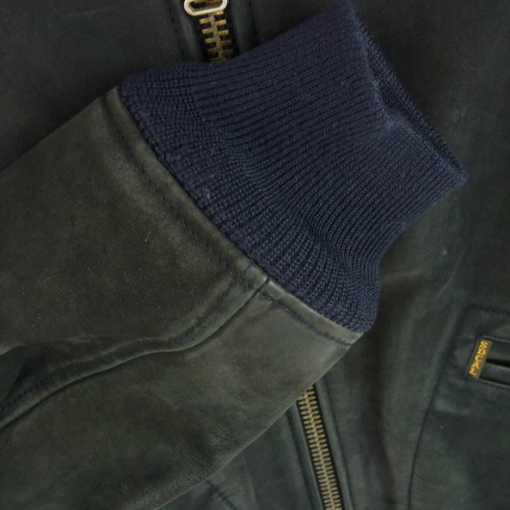 STANDARD CALIFORNIA スタンダードカリフォルニア Nubuck Leather Jacket カウハイド ヌバック レザー ジャケット ブラック系 ネイビー系 M【中古】