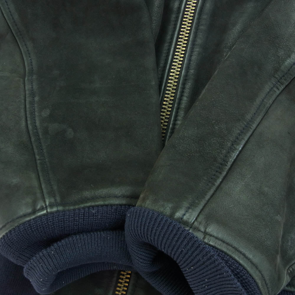 STANDARD CALIFORNIA スタンダードカリフォルニア Nubuck Leather Jacket カウハイド ヌバック レザー ジャケット ブラック系 ネイビー系 M【中古】