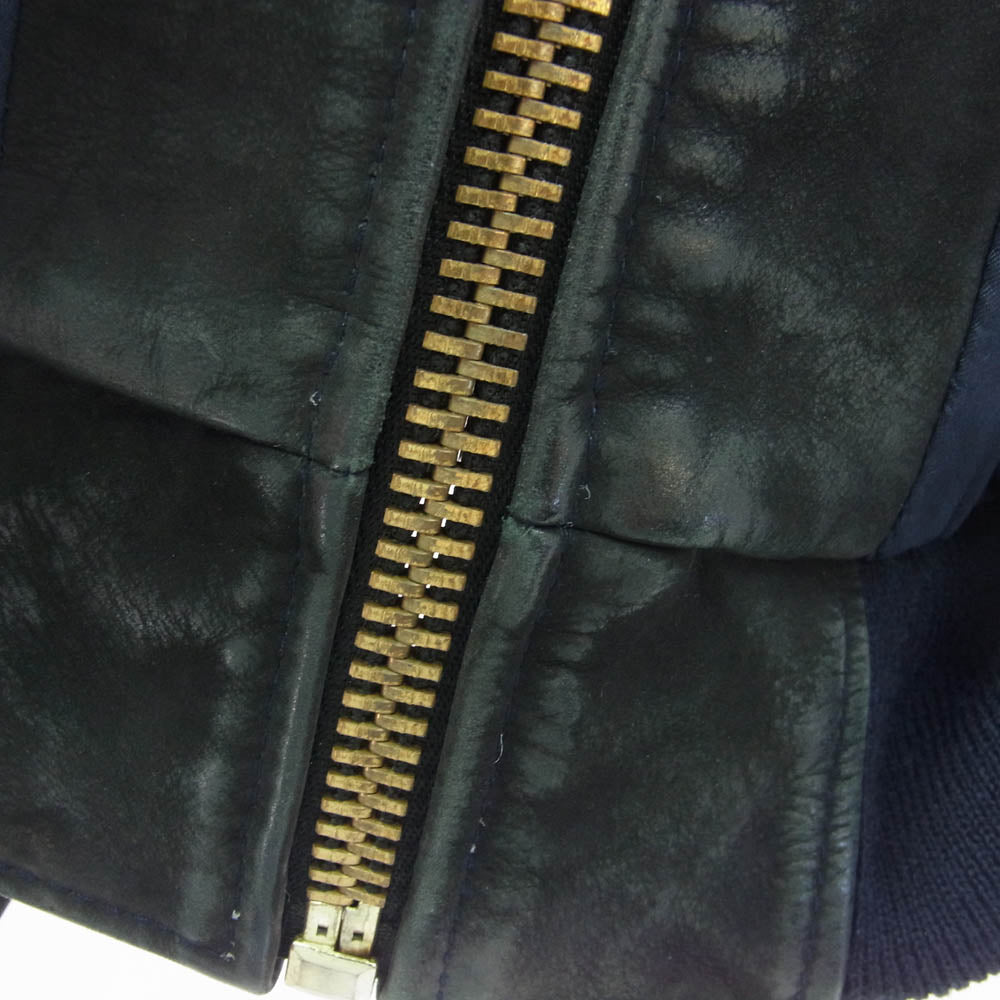 STANDARD CALIFORNIA スタンダードカリフォルニア Nubuck Leather Jacket カウハイド ヌバック レザー ジャケット ブラック系 ネイビー系 M【中古】