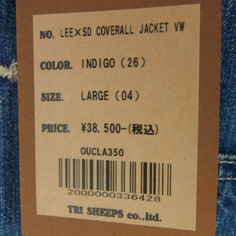STANDARD CALIFORNIA スタンダードカリフォルニア OUCLA350 × Lee リー SD Coverall Jacket Vintage Wash  ヴィンテージ ウォッシュ デニム ジャケット カバーオール インディゴブルー系 L【極上美品】【中古】